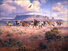 Ceramic Tile Mural Backsplash Sorenson Western Horse Southwest Art RW-JS035