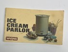 Waring Ice Cream Parlor Model 11CF10 Replacement Instruction Recipes Booklet