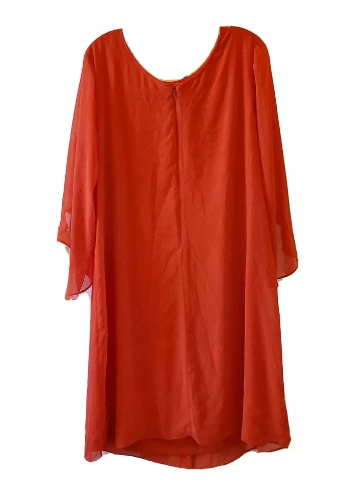 Vestido Vaina MSK Mujer Talla Grande Para Mujer Talla 14 Manga Acampanada Rojo Coral Foto 2 de 4