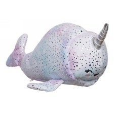 Sparkle Pop Plush Pastel Narwhal Pencil Case In Soft Pastel Blue Zip