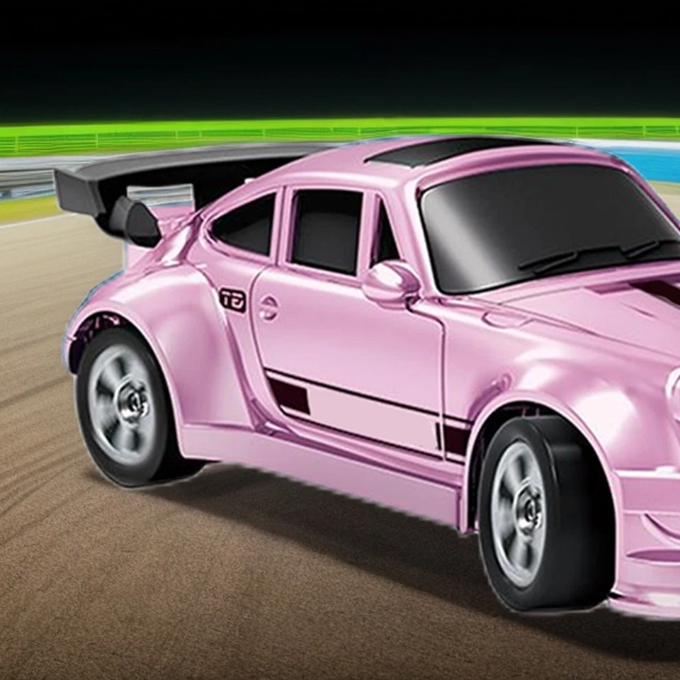 1/64 RC Drift Car Race Car Remote Control Drift Car 4WD Mini Toy w/ Lights Pink - Image 4 of 4