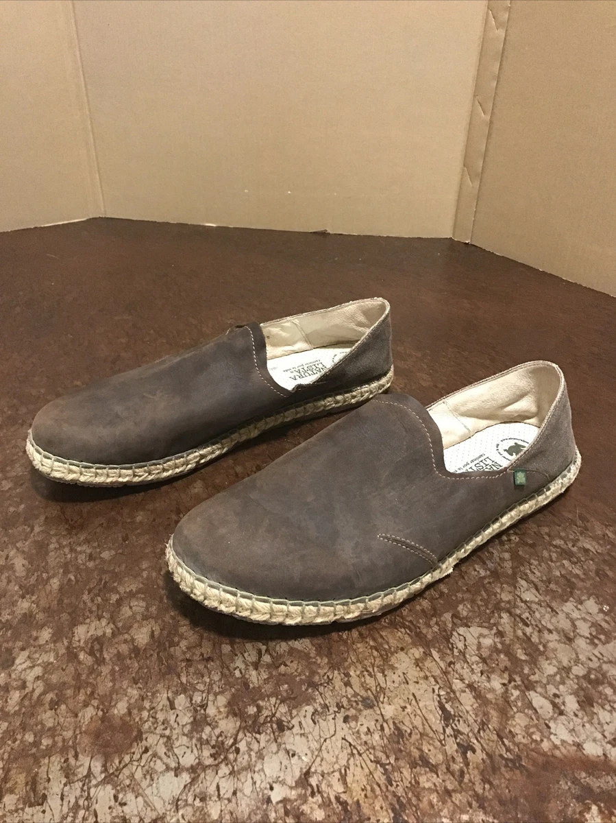 El Naturalista Mens N663 Campos Slip On Leather Jute Canvas Shoe