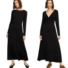 Modern Citizen Chloe Reversible A Line Jersey Midi Dress Black Sz S retail $152