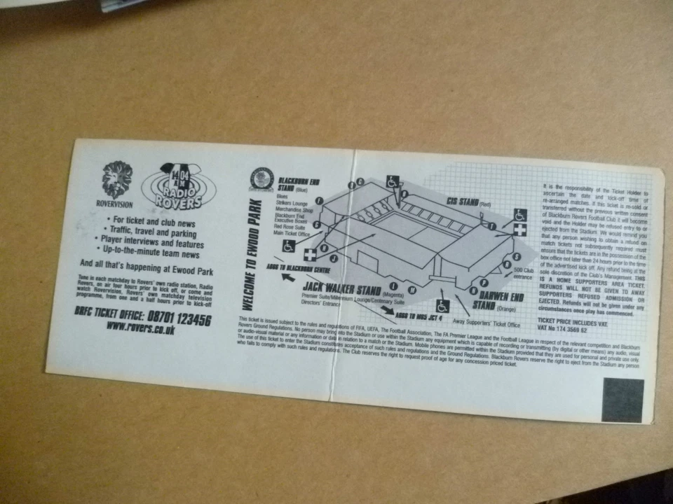 Ticket 2004/05 Pre Season Friendly- BLACKBURN ROVERS v SPORTING LISBON, 4 August - Image 2 of 2