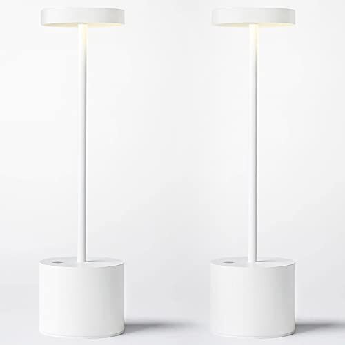 2 Pack Rechargeable Table Lamp, LED Cordless Desk Lamp,5000mAh 2Pack White