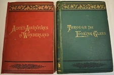 1890s ALICE IN WONDERLAND THROUGH THE LOOKING GLASS Restored Matched Set Slipcas