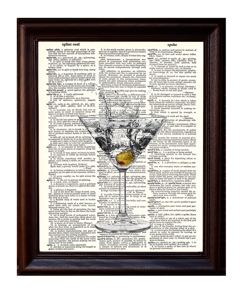 ALL TIME BEST～Martini Dictionary～ Martini - Dictionary Art Print Printed On Authentic Vintage