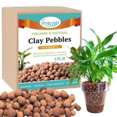 Legigo 15 LB Organic Leca Clay Pebbles for Plants, 4mm-16mm 4-16 mm, 15LB