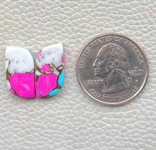 14 Ct Natural Cotton Candy Pair Kingman Turquoise Fancy Cabochon Gemstone DL 52