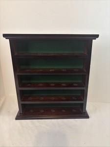 Wood Golf Ball Display Cabinet Case Rack Wall Mount 25 Ball Green Back Man Cave