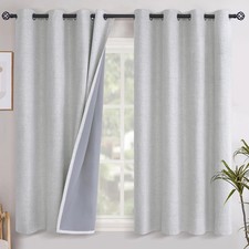 YoungsTex Linen Blackout Curtains 54" L - Full Light Blocking Thermal Grommet