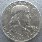 Silver 1959-D Circulated Franklin Half Dollar from the Denver Mint  "LQQK"