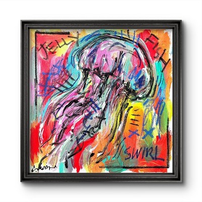 Aleph Hand Painted Jellyfish 12x12 Acrylic Painting Textured Wall Art Canvas