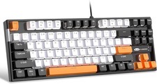  75% Mechanical Gaming Keyboard with Yellow Switch, White LED Backlight, 87 Keys