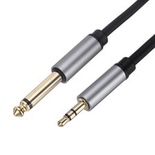 1/4" TS to 1/8" TRS Audio Cable, 5FT Stereo Patch Cord 4.5mm Dia, Black