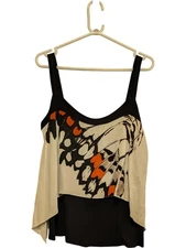 Mint Velvet Butterfly Print Sleeveless Top Double Layered Size 12 (FI)