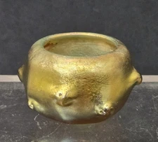 Tiffany Glass Open Salt Dish Bowl Cellar Pigtail Mini Signed 