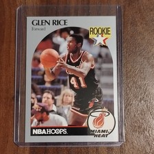 1990-91 NBA Hoops Glen Rice #168 [Rookie] Miami Heat Basketball Card. rookie card picture