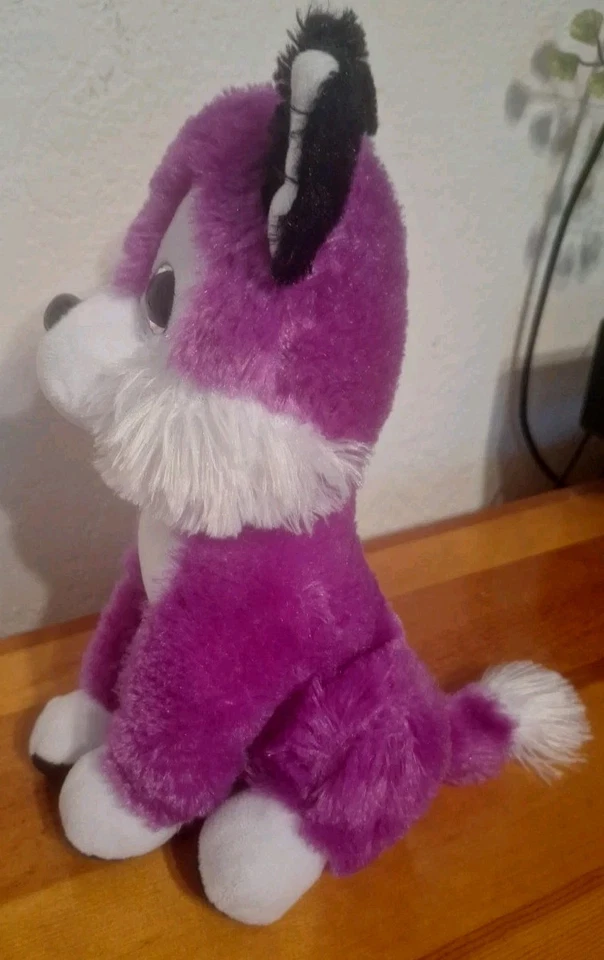 B J Toys Inc Plush Sly Fox Purple/White W-Black/White Ears 10" Clean/Cute Used - Image 2 of 4