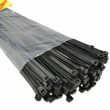 Pack Of 200 Black Quality Heavy Duty Nylon Plastic Cable Ties Zip Tie Wraps