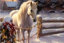 White Horse Christmas Cards Set, NEW