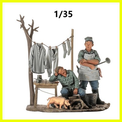 1/35 Casting Resin Model Assembly Kit GK, 2 Cooks Including Scene, Unpainted