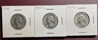 Lot of 3 1930's,1940's Washington 90% Silver Quarters 1939d,1939s,1940 Coins