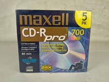 Maxell CDR Media 24x 700MB 80min CD R Pro 700 10 Pack - New Old Stock
