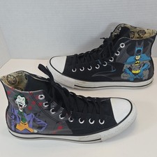 Converse ALL STARS Batman Joker DC Comics  Shoes M8 W10 High Top Black Sneakers