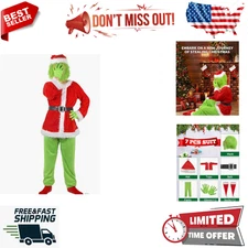 Green Monster Costume Christmas Adult, Halloween Outfit for Women Men