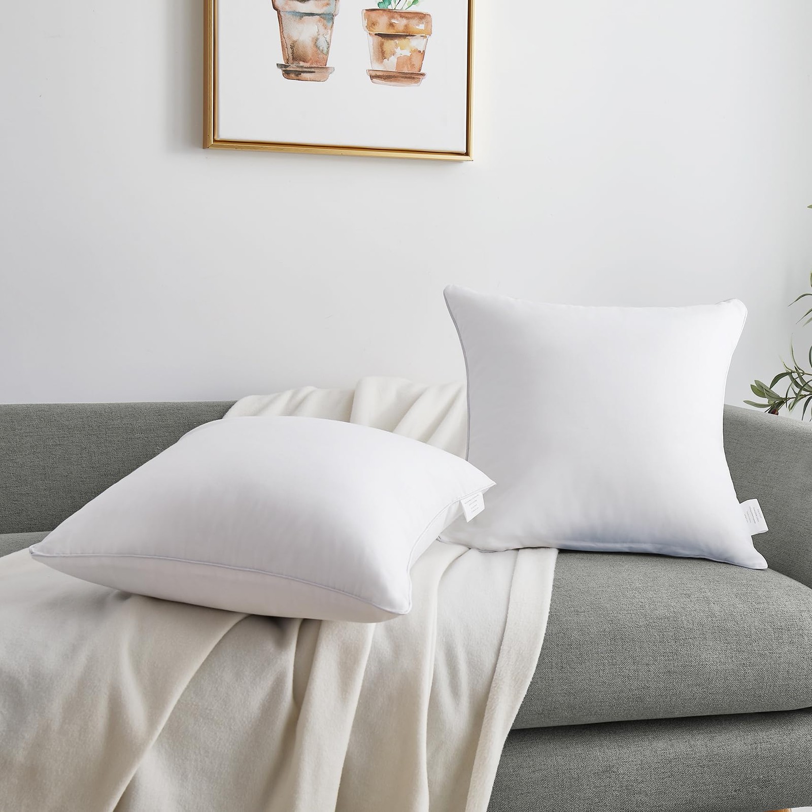 Oubonun 28 x 28 Pillow Inserts Set of 2 - Euro Pillow Inserts with 100 Cotton...