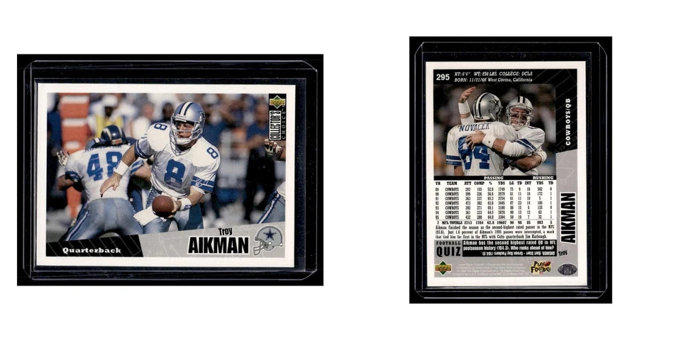 Troy Aikman 1996 Collector's Choice #295 Dallas Cowboys Football Card NM - Image 3 of 3