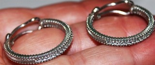 Fantastic JUDITH RIPKA sterling silver 925 marked gemstone hoop Earrings Lot#494