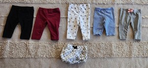 Bundle Of 6 Organic Cotton & Cotton Pants & Shorts Baby Girl 0-3M