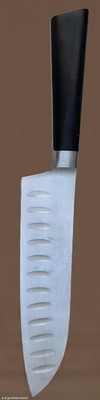 Mercer M10690 Granton Edge Asian Knife High Carbon Stainless Steel Black Handle