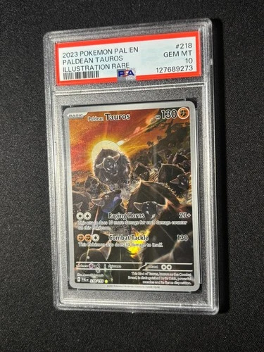 2023 POKEMON PAL EN-PALDEA EVOLVED ILLUSTRATION RARE #218 PALDEAN TAUROS PSA 10