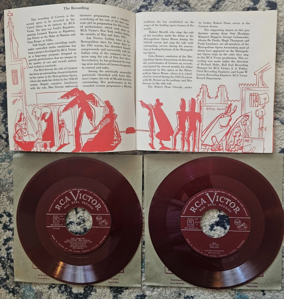 Rare 1951 Box Set - Carmen On 16 45rpm Clear Red Discs /w Booklet - Near-mint! - Image 3 of 4