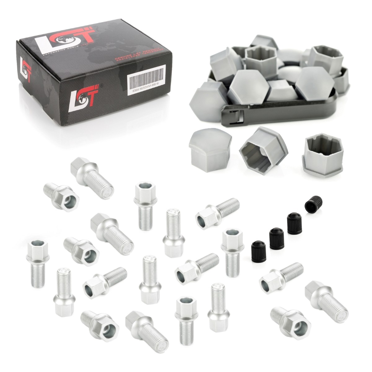 20X Wheel Bolts Set With Caps Ball Seat M14X1.5X27 For VW EOS 1F7 1F8