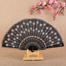Folding Hand Held Fan Spanish Dance Art Leaf Curved Flower Party Wedding Fans