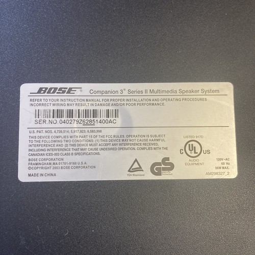 Bose Companion 3 Series II Multimedia Computer Speaker System Graphite Tested - Afbeelding 13 van 16