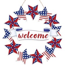 4th of July Welcome Sign Fourth of July Decorations Wooden Patriotic Star July1
