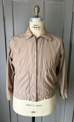Vintage 1950s 1960s Campus Rain Drizzler Style Zip Jacket M Brown AS IS - Image 1 of 4