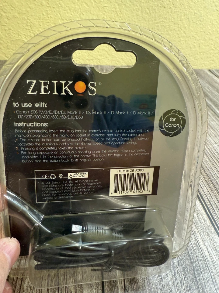 ZEIKOS Remote Switch for Canon Digital or D SLR Cameras NIB - Image 3 of 4