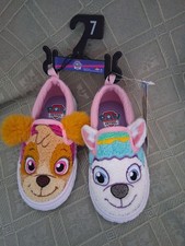 NWT-Paw Patrol Girls Fleece Slip on Sneakers-Toddler 7- Skye Everest- 3D Ears