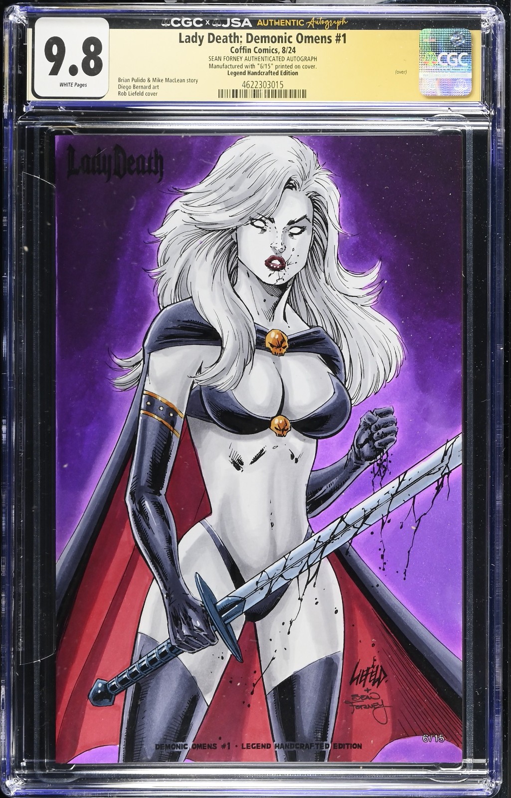 Lady Death Demonic Omens #1 Liefeld Legend Handcrafted Ed. CGC .98 JSA /15