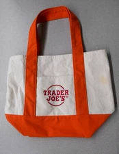 WOW!! Trader Joe’s EXCLUSIVE EMPLOYEE’S Only “Crew” Orange Mini Canvas Tote Bag