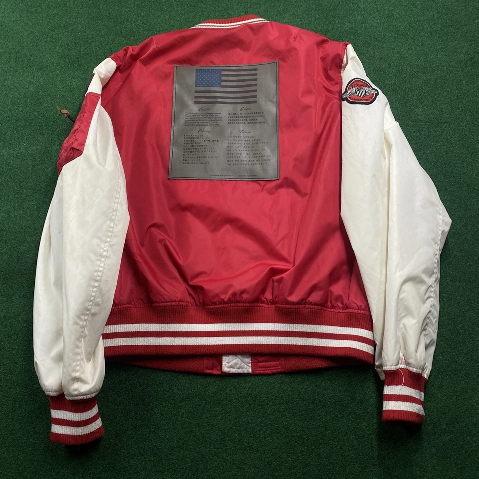 Vintage MA-1 Jacket Mens 4XL Red 80S 90S Top Gun USAF Flight Aviator Bomber Coat - Image 3 of 4