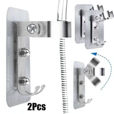 2x Adjustable Handheld Shower Head Hooks Holder Wall Mount Bracket Self-adhesive