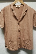 Madewell Dark Ecru Button Front Short Sleeve Cotton Blouse - XXS - NEW