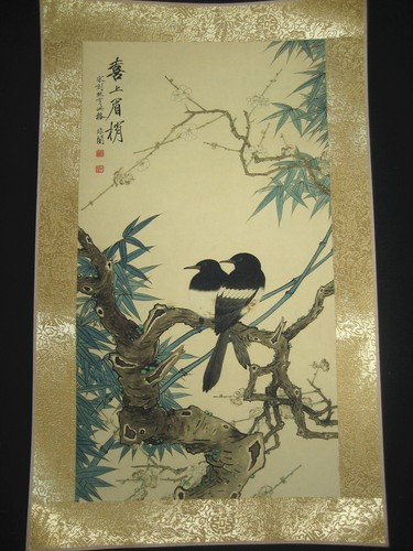 Antico dipinto cinese antico rotolo "Xi Shang Mei Shao" su carta di riso di Yu Feian - Foto 1 di 5